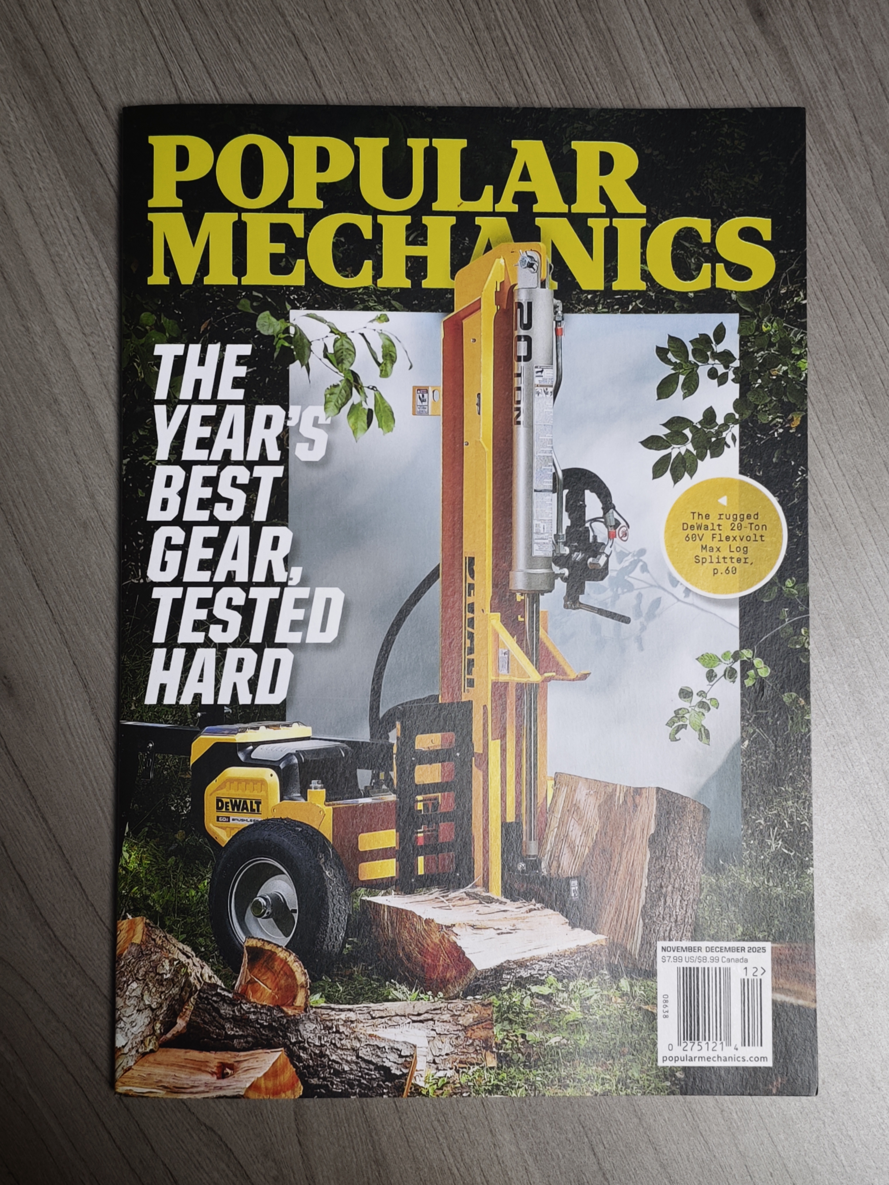 DeWalt 리튬 이온 배터리 목재 스플리터, POPULAR MECHANICS 표지에 등장 - Jiashan Superpower Tools의 제조 강점이 국제적 인정을 받음